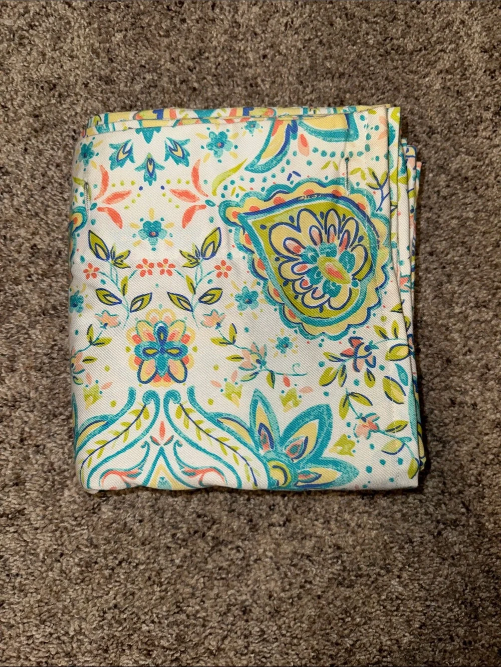 Cynthia Rowley Teal, Coral & Yellow Floral/Paisley Shower Curtain